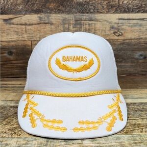 Vintage White and Gold Bahamas Cap